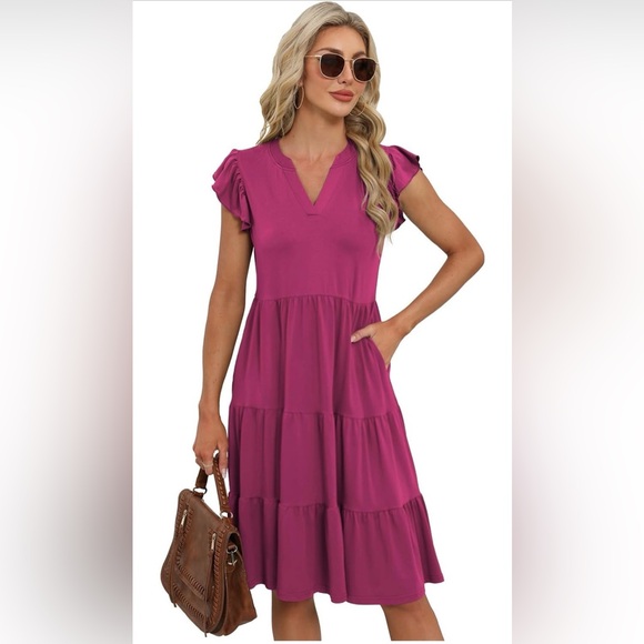 NWT Pink Ruffle Sleeve Dress - XL - Picture 2 of 4